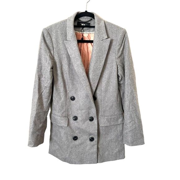 RAG & BONE Blazer Style Wool Pea Coat Grey Sz 6 - Picture 3 of 6